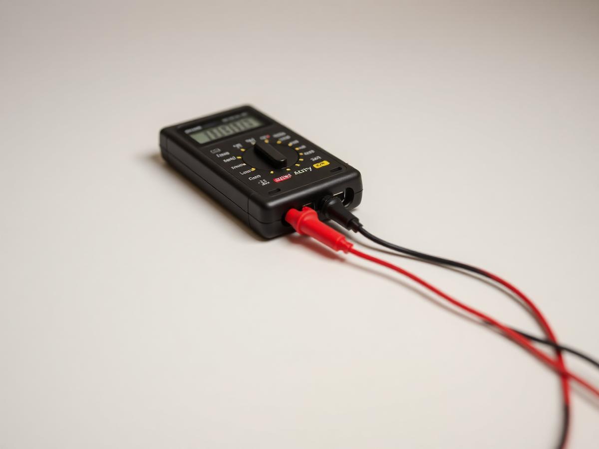A digital multimeter with test leads